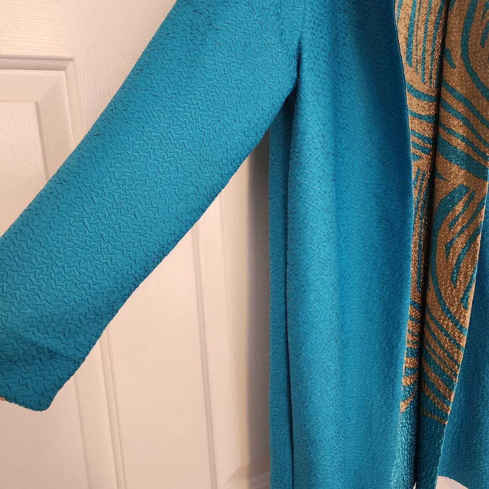 Chico's Traveler Gold & Teal Reversible Open Lightweight Women's Jacket Size S - Picture 6 of 6